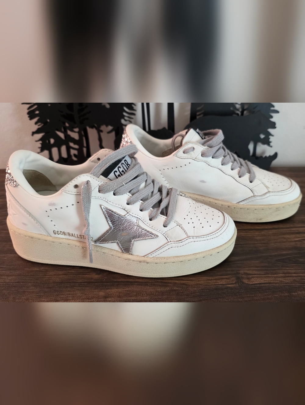 Golden Goose White and Light Gray Ballstar2 Low-Top Sneakers